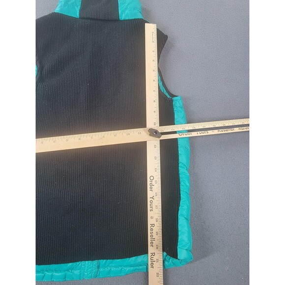 Calvin Klein Vest Womens Medium Teal Down Puffer Rib Knit Back Zip MP3 Pocket - Picture 9 of 11